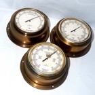 Vintage Junghans Brass Marine Weather Station Set Barometer Thermometer Germany