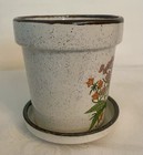 Vintage Otagiri Japan Speckled Stoneware Flower Pot Mini Planter Wildflowers 2pc