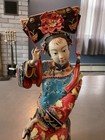 Vintage Chinese Wucai Porcelain Statue Figurine Qing Dynasty Style Read
