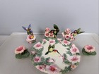 Vtg Popular Imports 1996 Mini Tea Set Hummingbird pink Flowers Hand-painted