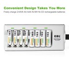 Lot Ebl Aaa Aa Batteries Rechargeable 1100 2800mah Ni-mh  8-slot Battery Charger