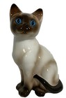 Vintage Enesco Ceramic Siamese Kitty Cat Figurine Sitting Pretty Bue Bubble Eyes