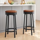 Set Of 2 4 Round Bar Stool  Adjustable Swivel Kitchen Pub Chair Pu Leathe New