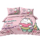 Queen Size 3 Pieces Unicorn Watermelon Pattern Duvet Cover Set Soft Microfiber