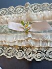 Antique Edwardian Wedding Trousseau Boudoir Headband Lace  Silk  Rosette  Ribbon