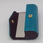 Vintage Snap Shut Lipstick Case With Mirror Faux Snakeskin   Rhinestones