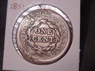 1851 Braided Hair Large Cent Free Shipping