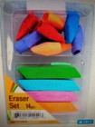 3  Sets Of 14 Piece Eraser Set 8 Pencil Tips 4 Pointed Blocks    free Shipping