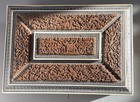 19c Antique Anglo Indian Sewing Work Box Large Heavily Carved Mosaic Inlay W key