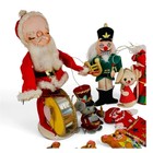 Vtg Christmas Tree Ornaments Cardboard Santa Figure Felt Mid Century Japan Lot