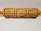 Vintage Springerle Carved Wood Rolling Pin 12    German Cookie With 12 Designs