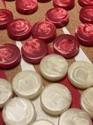 1 3 4x 1 2  Vtg Big Crisloid Backgammon Set Marbled Red white Checkers
