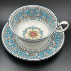 Wedgwood Florentine Turquoise Bone China Peony Shape Cup Saucer