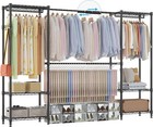 3 Tires Garment Rack Portable Wardrobe Rack W double Hanging Bar Easy Assembly