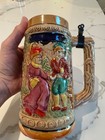 Vintage German Style Beer Stein Ceramic Mug Alpine Scene Relief