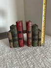 Vintage Faux Book Resin Bookends Set Of 2  Metallic Red Green Gold 6 In