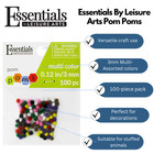 Essentials By Leisure Arts Pom Poms - Multi - 3mm 100 Piece Pom Poms Arts And