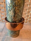 Brass And Copper Vintage Vase With Textured Design  10 