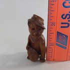 Vintage Japanese Carved Boxwood Netsuke Tanuke With Flask Hat Fox Cat Signed