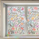 Privacy Window Film Static Cling  Sparkling Floral Stained Glass Design  Uv
