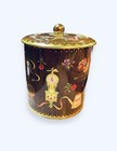 Vintage Daher Tin Metal Retro Mod Floral Container 6    Made In England Color Lid