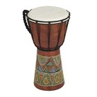 7  X 12  Brown Wood Handmade Djembe Drum Sculpture With Rope Accents