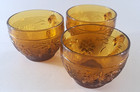 Vintage Indiana Glass Co Tiara Coffee Cup Mug Set Of 3 Amber Starburst 2 3 8 