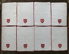 Vintage Cocktail Napkins Hand-embroidered Harvard University Logo Veritas Set 8
