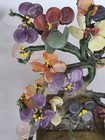 Antique Chinese Jade Agate Carved Flower Bonsai Tree Jadeite 8  Tall Brass Pot