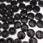 Vtg Round Concave Black Shank Buttons With Raised Edge 18mm Lot Of 10 D804