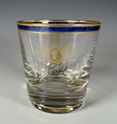 King Edward Viii Coronation Glass Rocks Glass Blue Rim 3 1 4    Tall