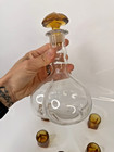 Vtg Mcm Amber Glass Decanter Set 6 Shot Glasses Mid Century Barware Liquor Set