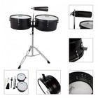 Glarry Latin Percussion 13    14  Timbales Drum Set With Stand And Cowbell Black