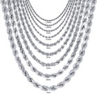 10k White Gold 1 5mm-7mm Diamond Cut Rope Chain Necklace Mens Womens 16 -30 