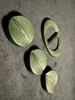 Lot Of 3 Vintage Bakelite Buttons And Buckle Dark Green Patterned