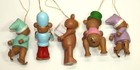 Vintage Christmas Lot Of 5 Painted Teddy Bears Wooden Ornaments   Taiwan