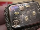 Antique Victorian Era Brooch Stamped Sterling Silver With Inlaid Gold Detail