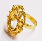 6 Of 18x13mm Shiny Gold Victorian Deco Wreath Leaves Adjustable Ring Settings