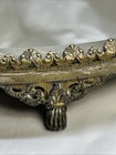 Late 1800s Antique Footed Mirror Plateau Display Tray Brass 12 In