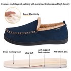 Men s Moccasin Slippers Navy Fluffy Fur Lined Memory Foam Indoor Outdoor Size 7