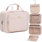 Travel Toiletry Bag For Women  Makeup Essentials Organizer  Hanging Case Pink