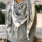                            -authentic Palestinian Keffiyeh Scarf Black   White Traditional