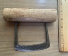 Antique Food Chopper  Wrought Iron Delicate Blade  Thick Ash Handle  Am  1850s