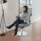 360   Rotating Barber Chair Adjustable Seat 47   56 Cm Grey Silver