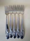 Holmes   Edwards Deep Silver Floral Salad Forks Set Of 5 Silverplate