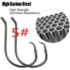 100pcs Circle Fishing Hooks 5  5 0 Ultra Sharp Carbon Steel Octopus Offset   