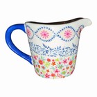 1 Cup Ceramic Liquid Measuring Cup Floral Blue Handle Pour Spout