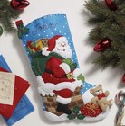 Bucilla Vintage 18    Christmas Stocking Felt Applique Kit - Down The Chimney  New