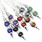 Natural Gemstone Pendulum Crystal Necklace Reiki Healing Dowsing Chakra Pendant