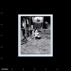 Old Vintage Photo Woman Boy And Girl Outside Trailer Yard Original Snapshot